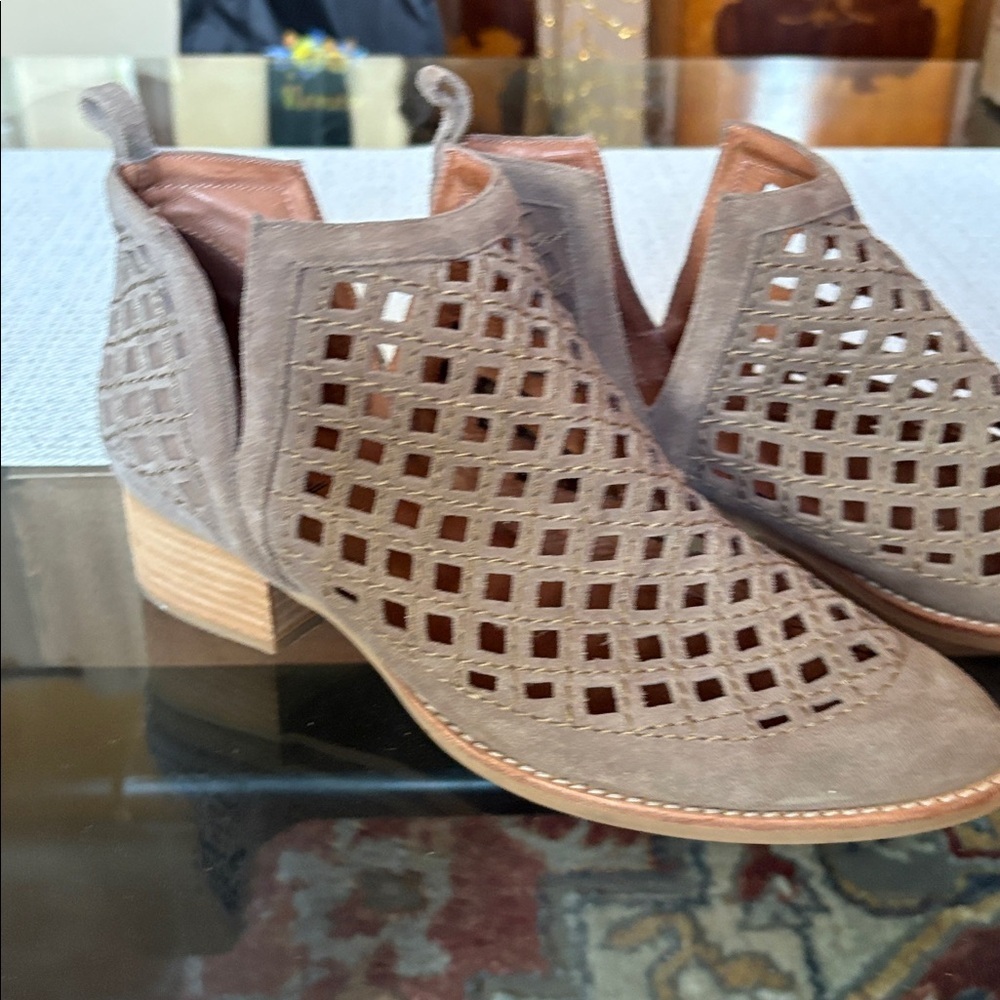 Jeffrey Campbell Taupe Cutout Ankle Boots - Picture 2 of 9